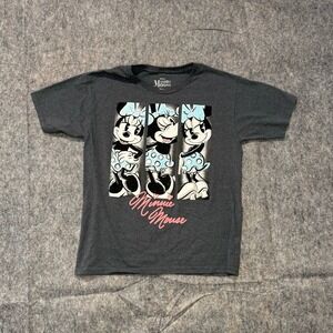 Disney Minnie Mouse Women's Gray Graphic T-Shirt Size L Casual‎ Cotton Tee